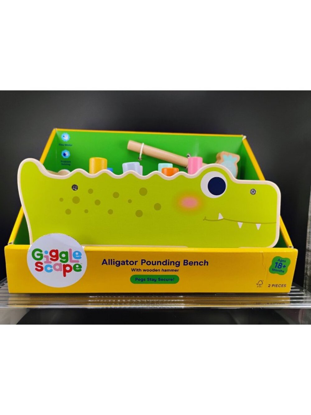 Alligator Pounding Bench Kids Toy Set With Wood Hammer Tool